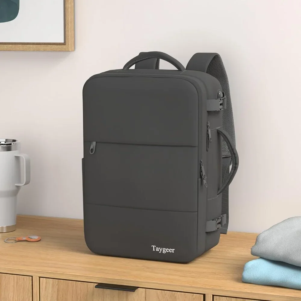 Travel Black Backpack for Women Carry On Laptop Bag USB Port Shoe Pouch TSA